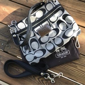 COACH poppy signature satin lurex hippie crossbody purse